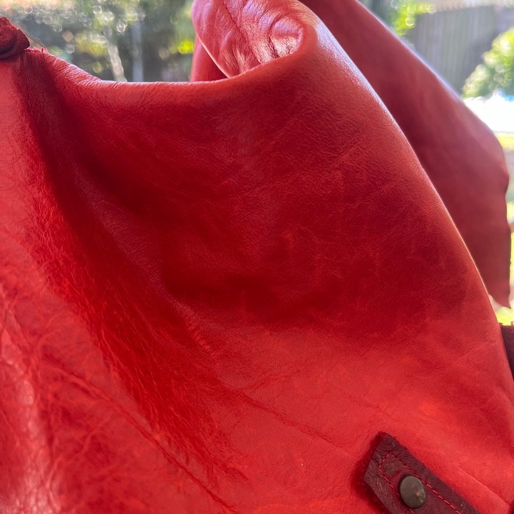 Red Leather handmade satchel Crossbody Bag - Picture 9 of 15
